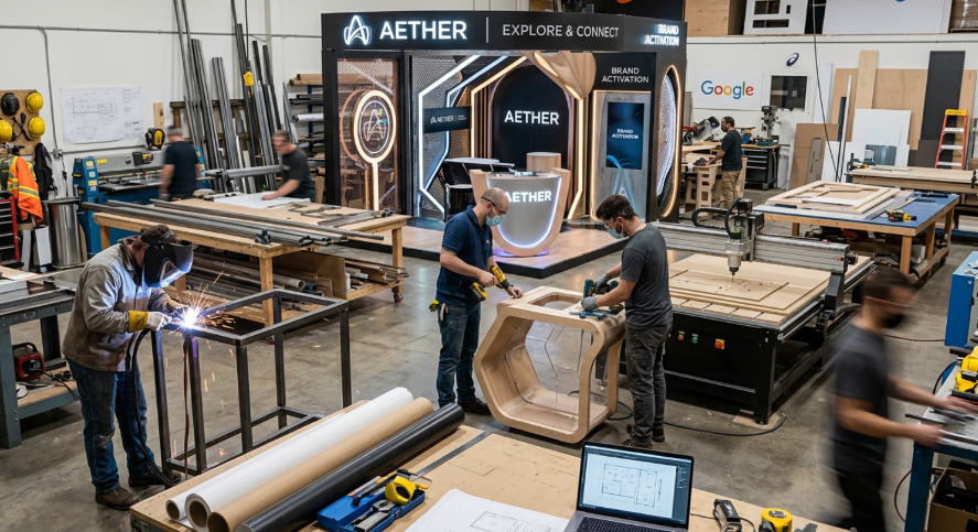 Carpentry workshop — craftsmen working on custom millwork